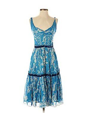Tracy Reese Silk Dress with Velvet Ribbons Size 2/4